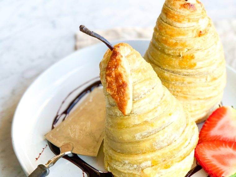 Poached Pears in Puff Pastry