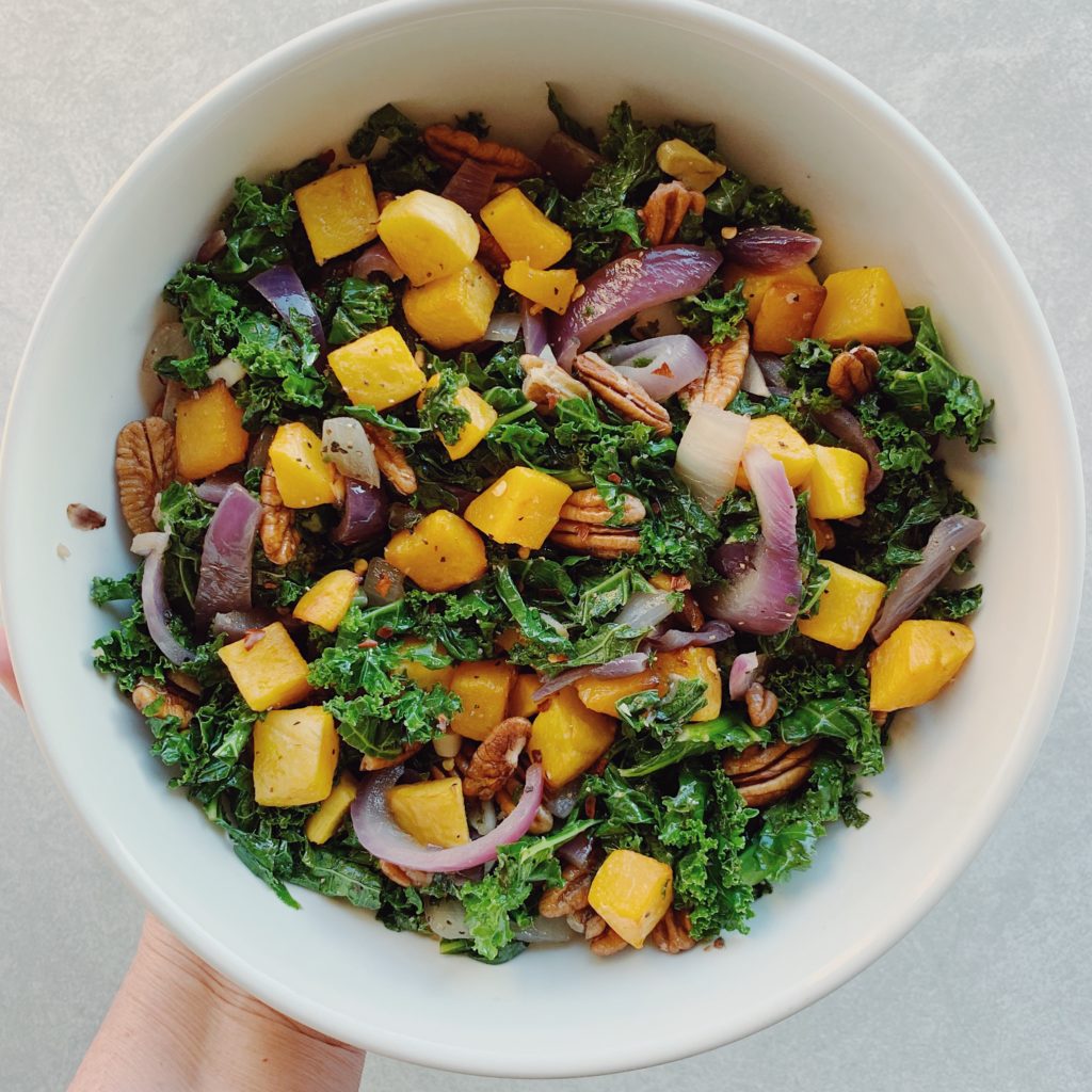 Roasted Butternut Squash Kale Sauté Michellesipsandsavors