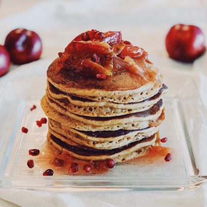 Gingerbread Pancakes with Ginger Plum Compote