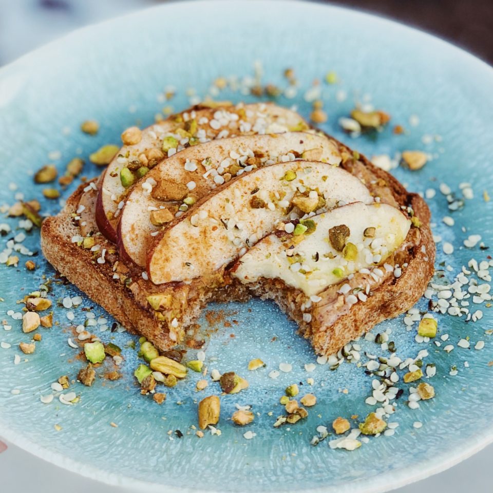 Toast w/Maple Almond Butter & Sliced Apples