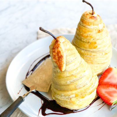 Poached Pears in Puff Pastry