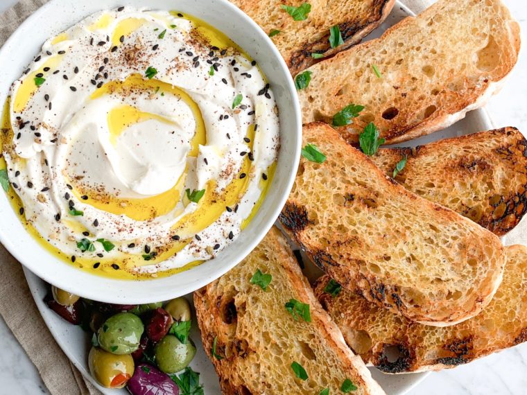 Grilled Ciabatta & Labneh Garlic Spread
