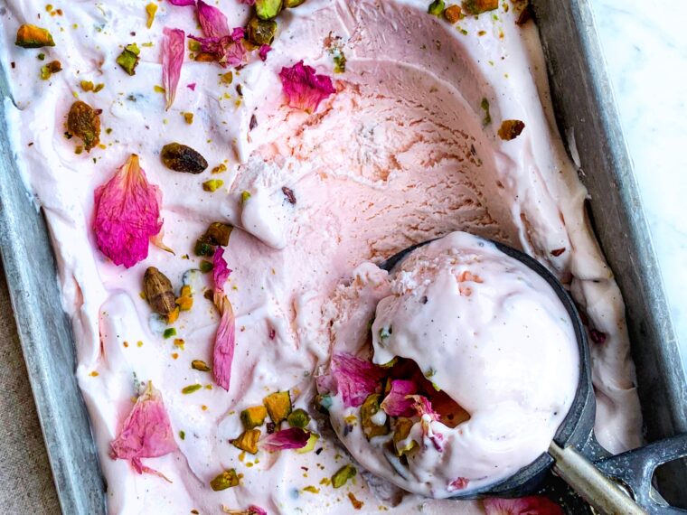 Pistachio Rose “No Churn” Ice Cream