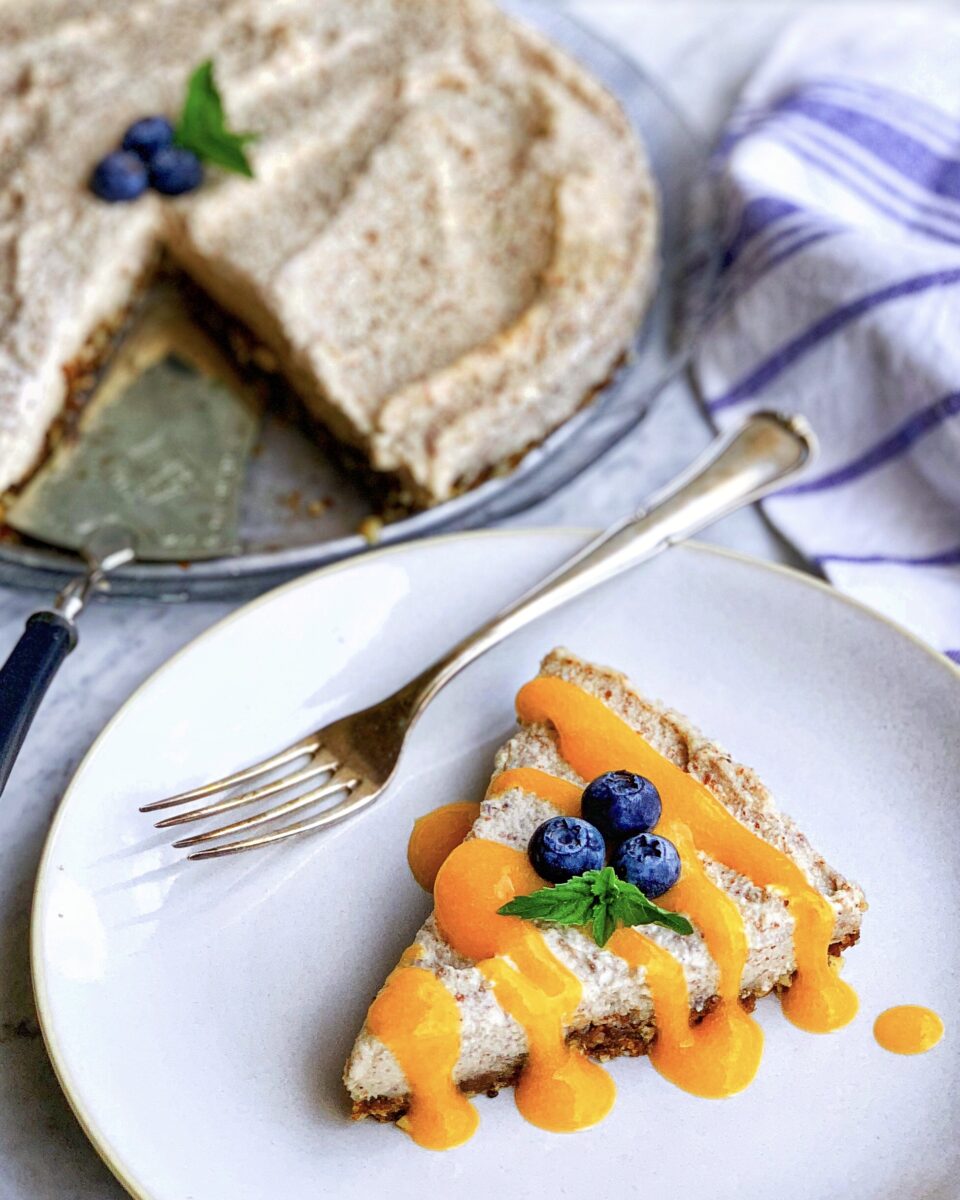 Vegan Almond Cream Cake w/Apricot Coulis
