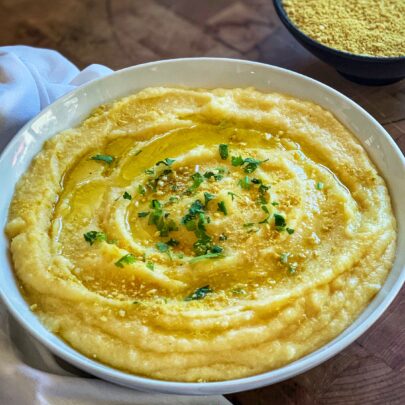 Polenta w/Vegan Parmesan Cheese by The Culinary Institute of America