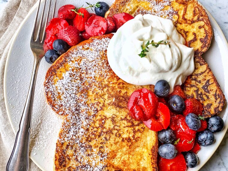 French Toast w/Roasted Strawberries