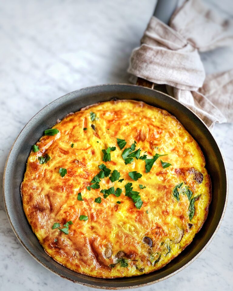 Spinach & Mushroom Frittata w/Cheese Michellesipsandsavors