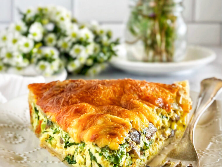 Puff Pastry Spinach & Mushroom Quiche