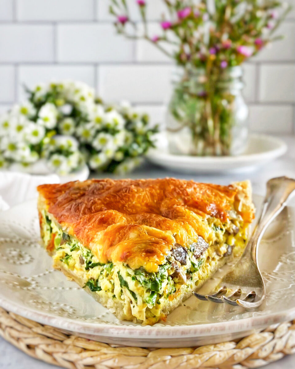 Puff Pastry Spinach & Mushroom Quiche